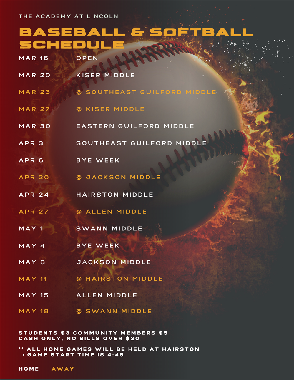 Baseball Softball Schedule